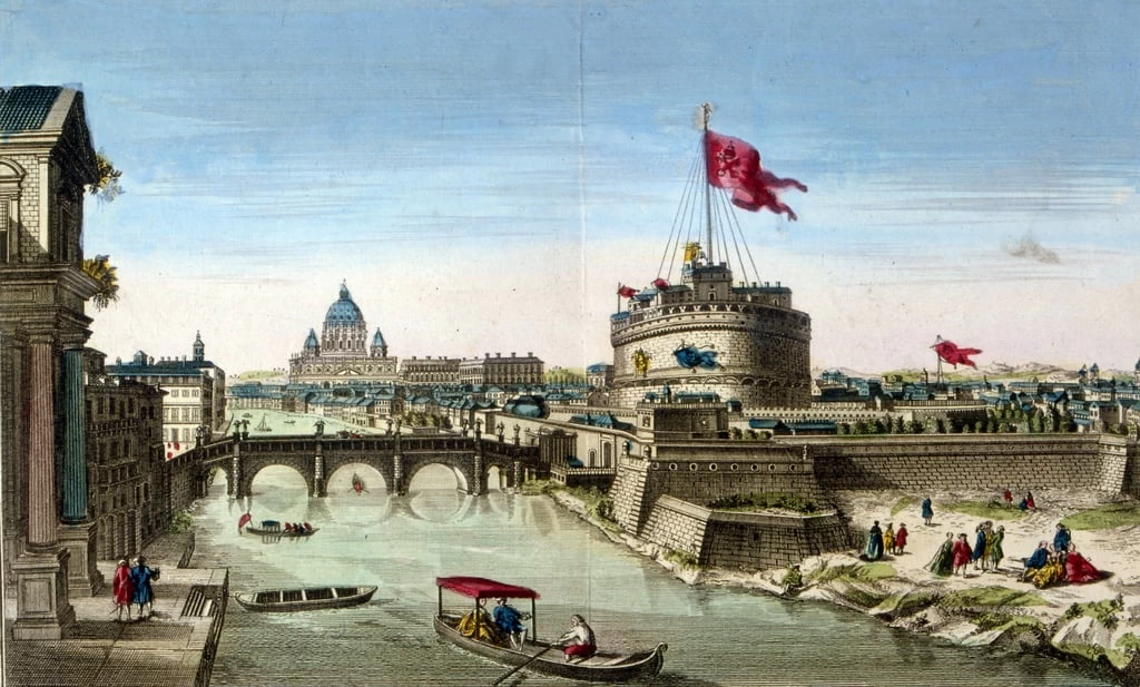 Roma, Veduta del Tevere con Castel Sant'Angelo e la Basilica di San Pietro